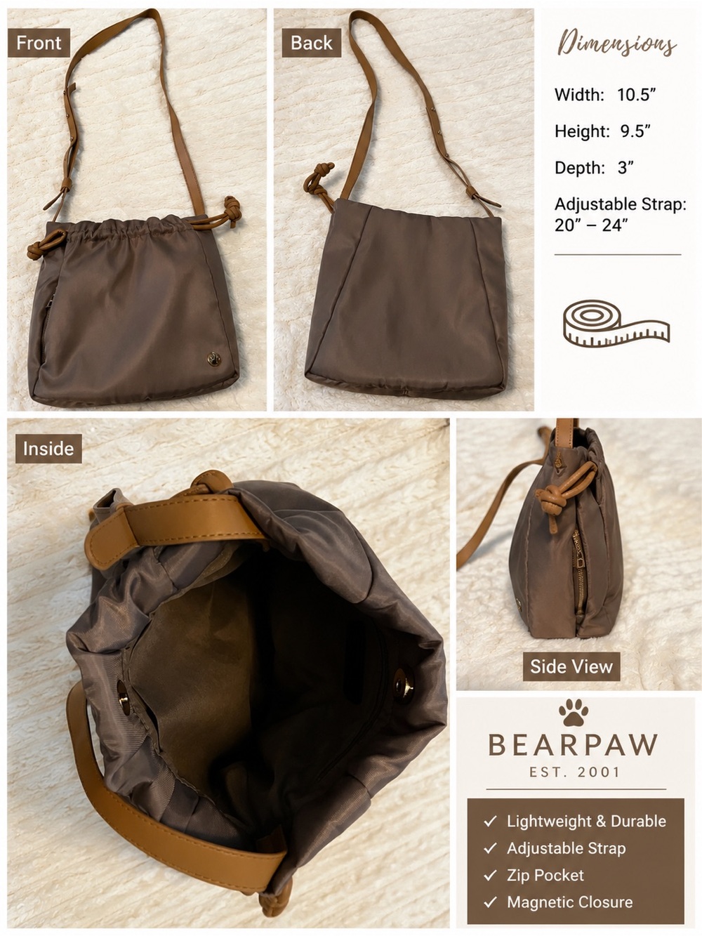 BEARPAW Taupe/Brown Crossbody Purse 👜🤎